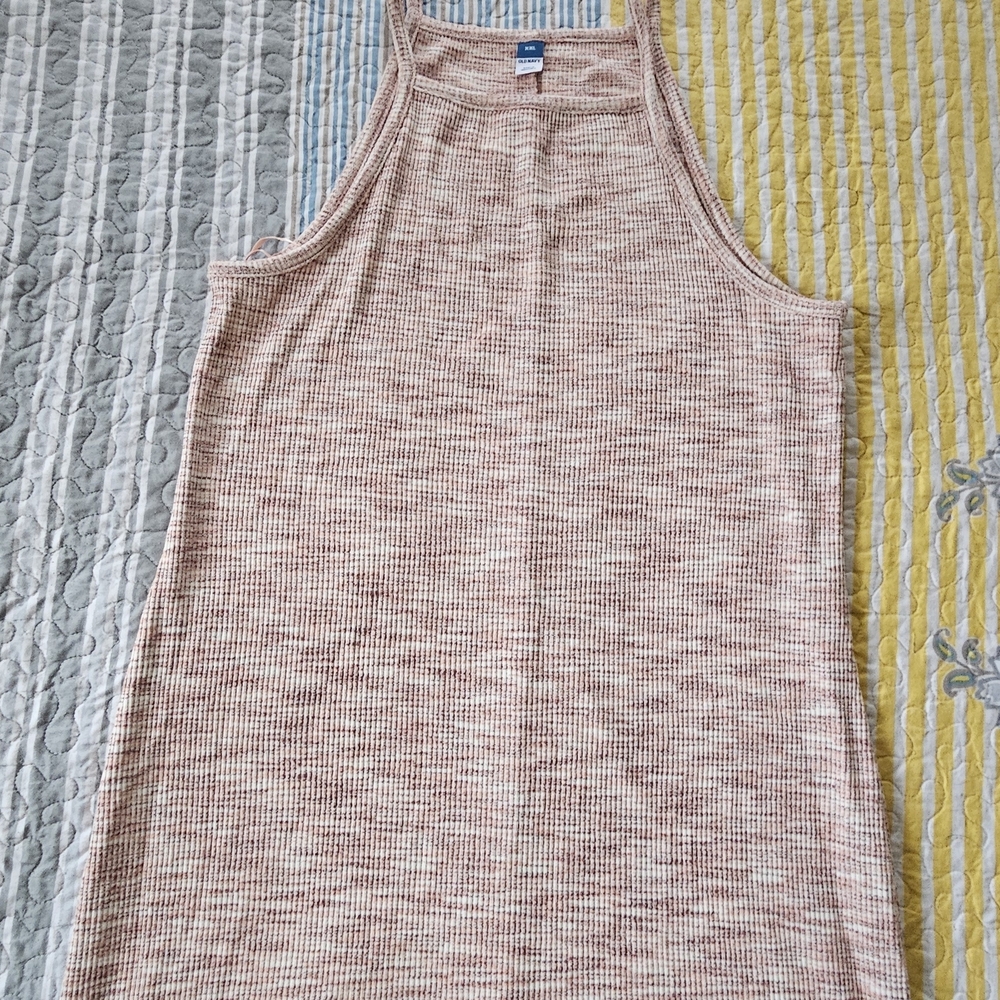Old Navy Sleeveless Ribbed Maxi Dress - Cream and Pink